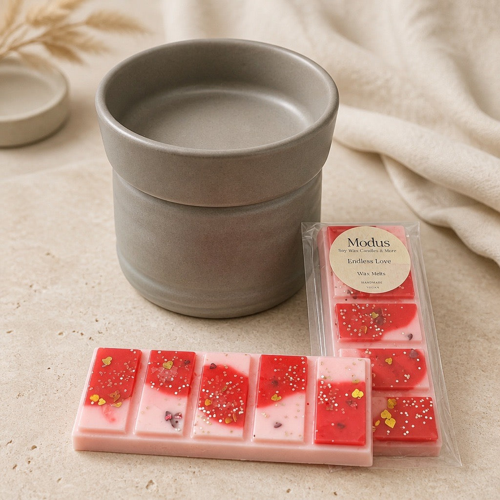 Wax Brander grijs met minimalistisch design - Modus Candles & More