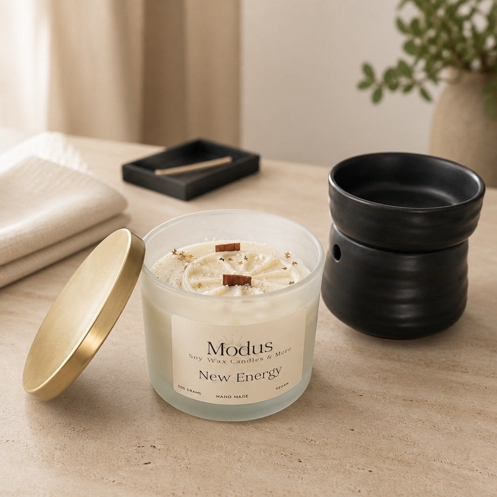 Wax Brander zwart met minimalistisch design - Modus Candles & More