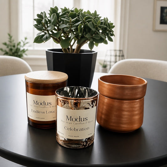 Wax Brander bruin met minimalistisch design - Modus Candles & More