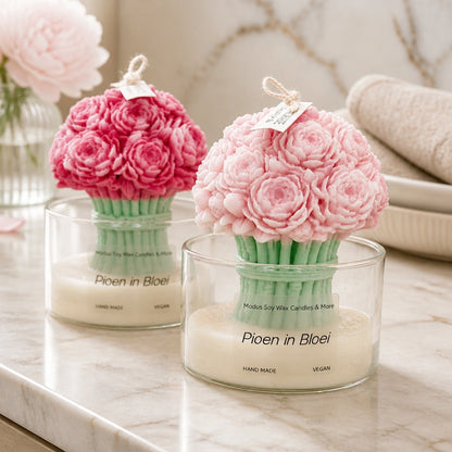 Pioen in bloei sojawas geurkaars - Modus Candles & More